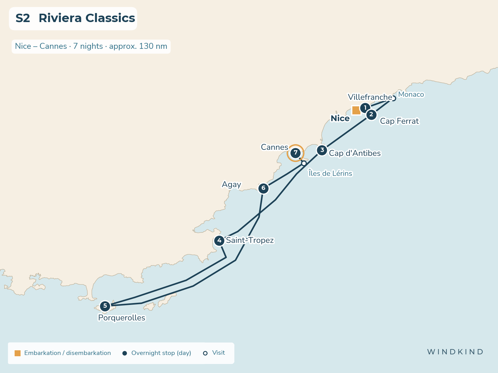 Route map S2: Riviera Classics