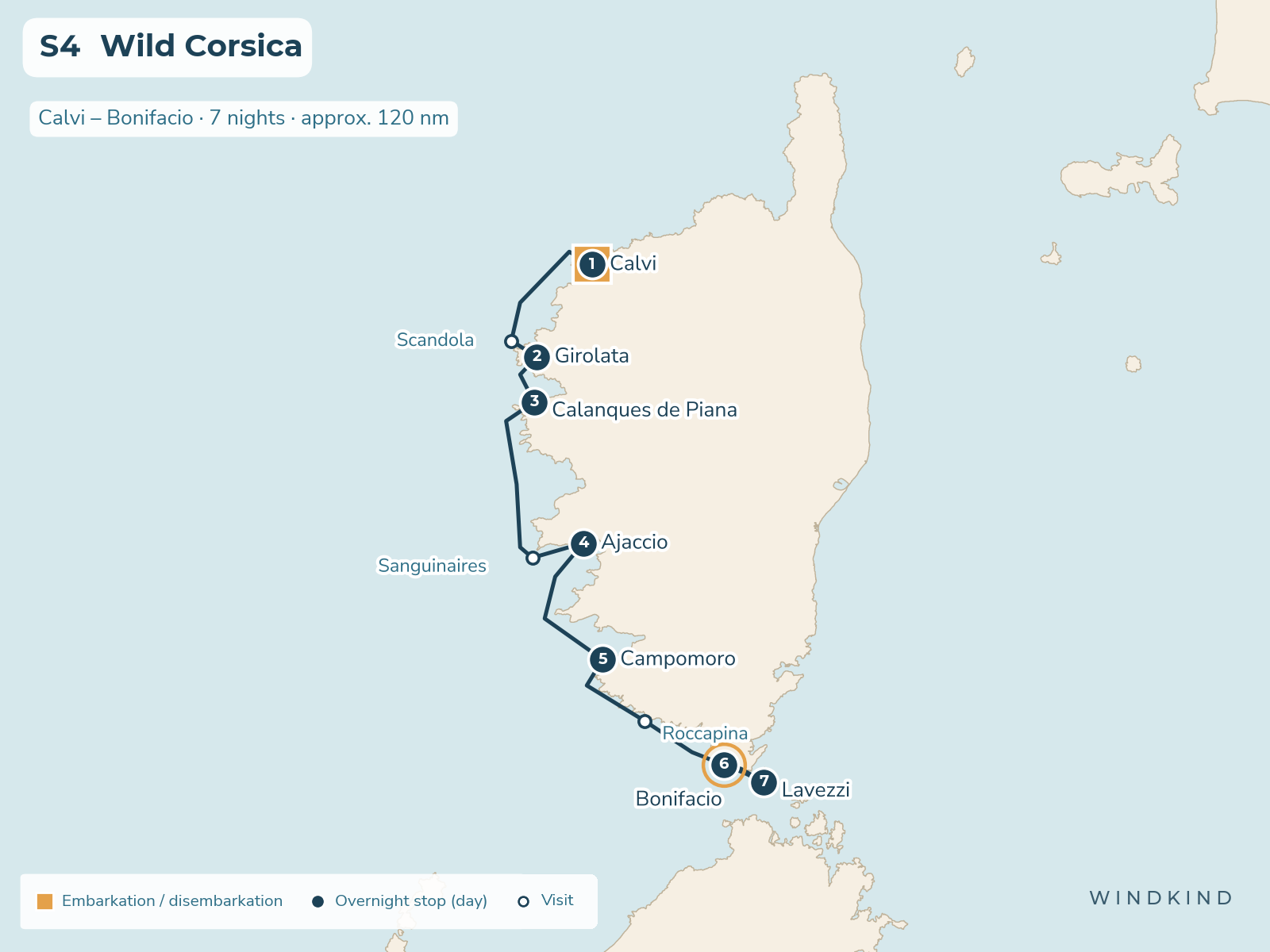 Route map S4: Wild Corsica