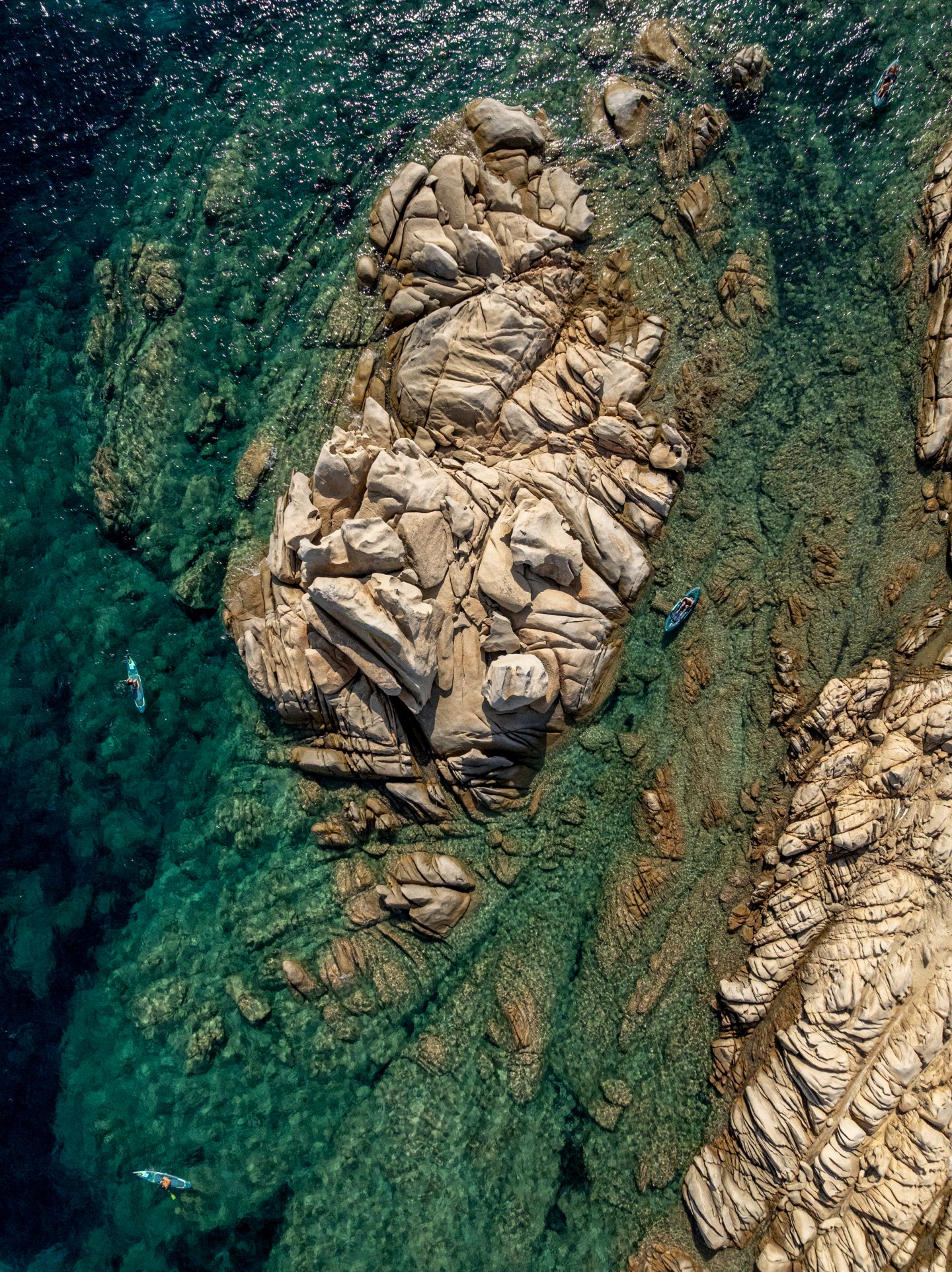 Granite rocks and clear water from above