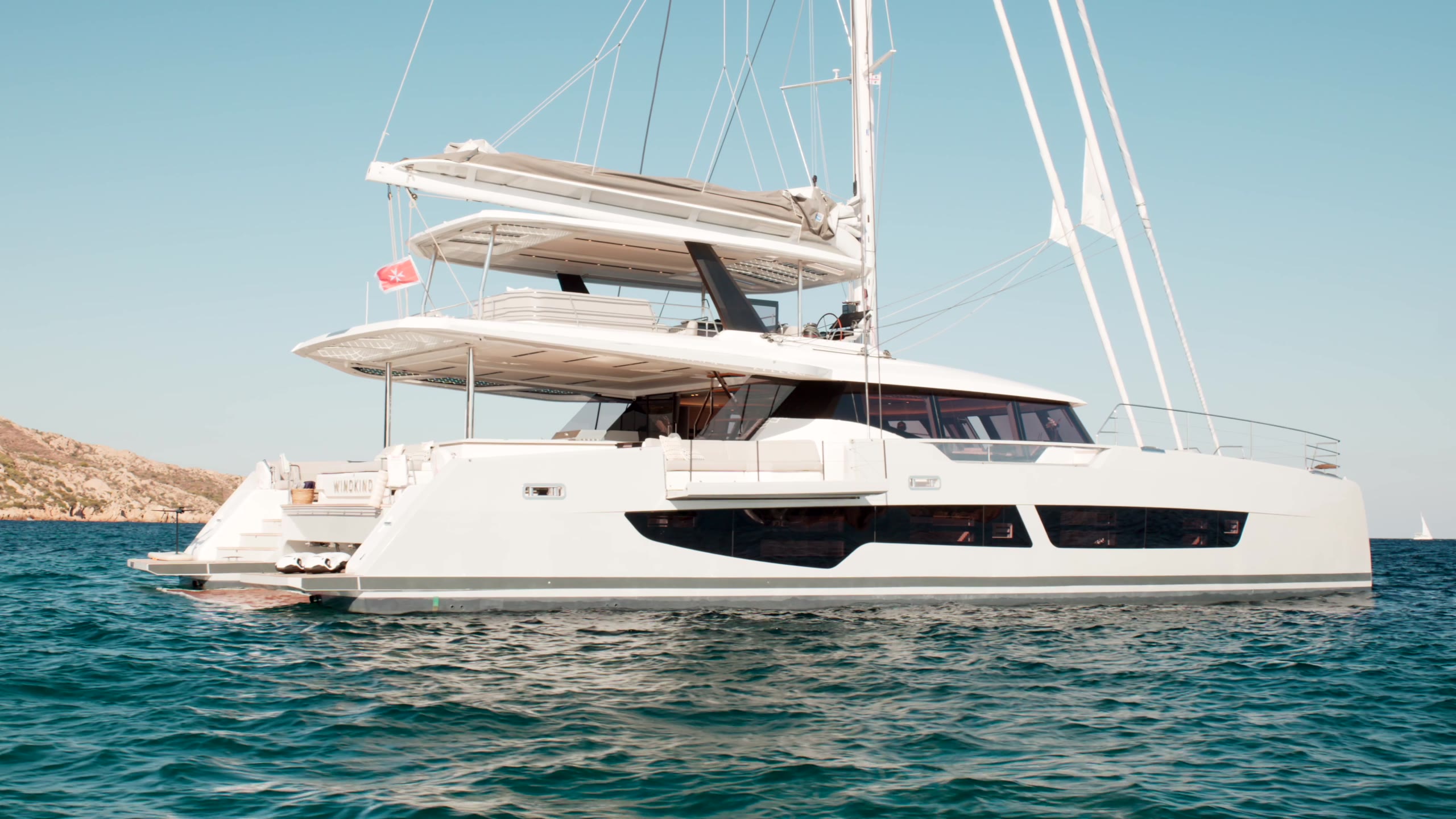 WINDKIND at anchor, seen from the side