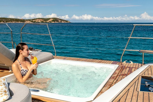 Guests in the Jacuzzi lounge